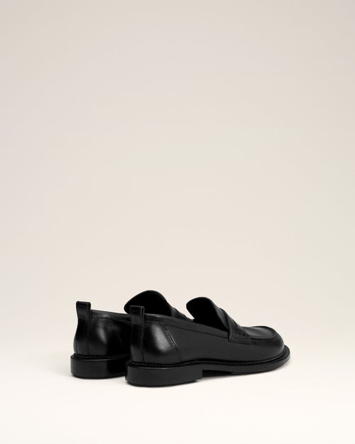 Moccassins Noirs A Bout Anatomique En Cuir - Homme - 4 - AMI Paris - Ami Paris