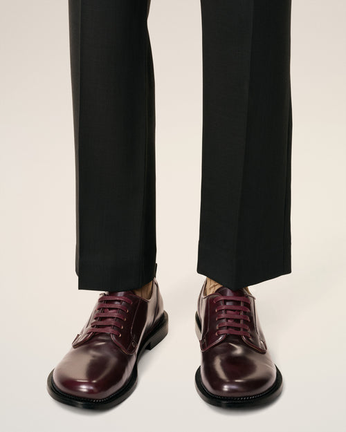Burgundy Leather Anatomical Toe Derbies - 2 - Ami Paris