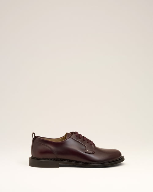 Scarpe Derby con punta anatomica in pelle bordeaux - 1 - Ami Paris