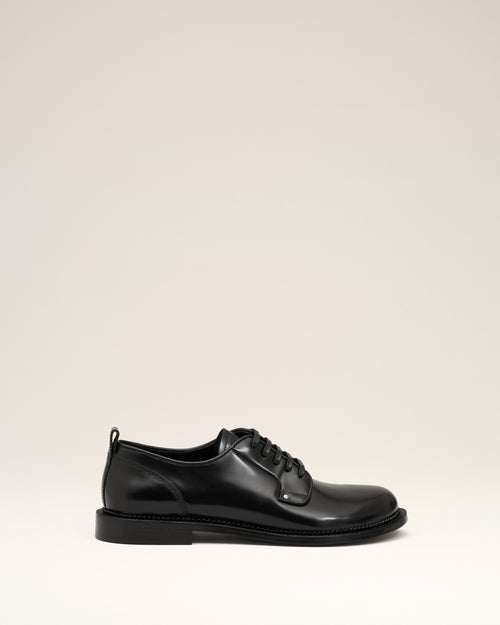 Black Leather Anatomical Toe Derbies - 2 - Ami Paris
