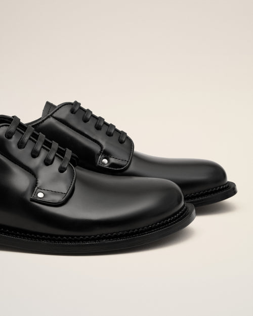 Black Leather Anatomical Toe Derbies - Man - 5 - AMI Paris - Ami Paris