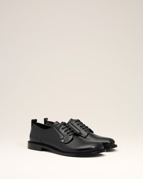 Black Leather Anatomical Toe Derbies - 3 - Ami Paris