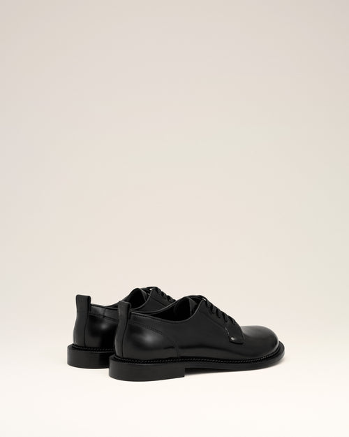 Black Leather Anatomical Toe Derbies - 4 - Ami Paris