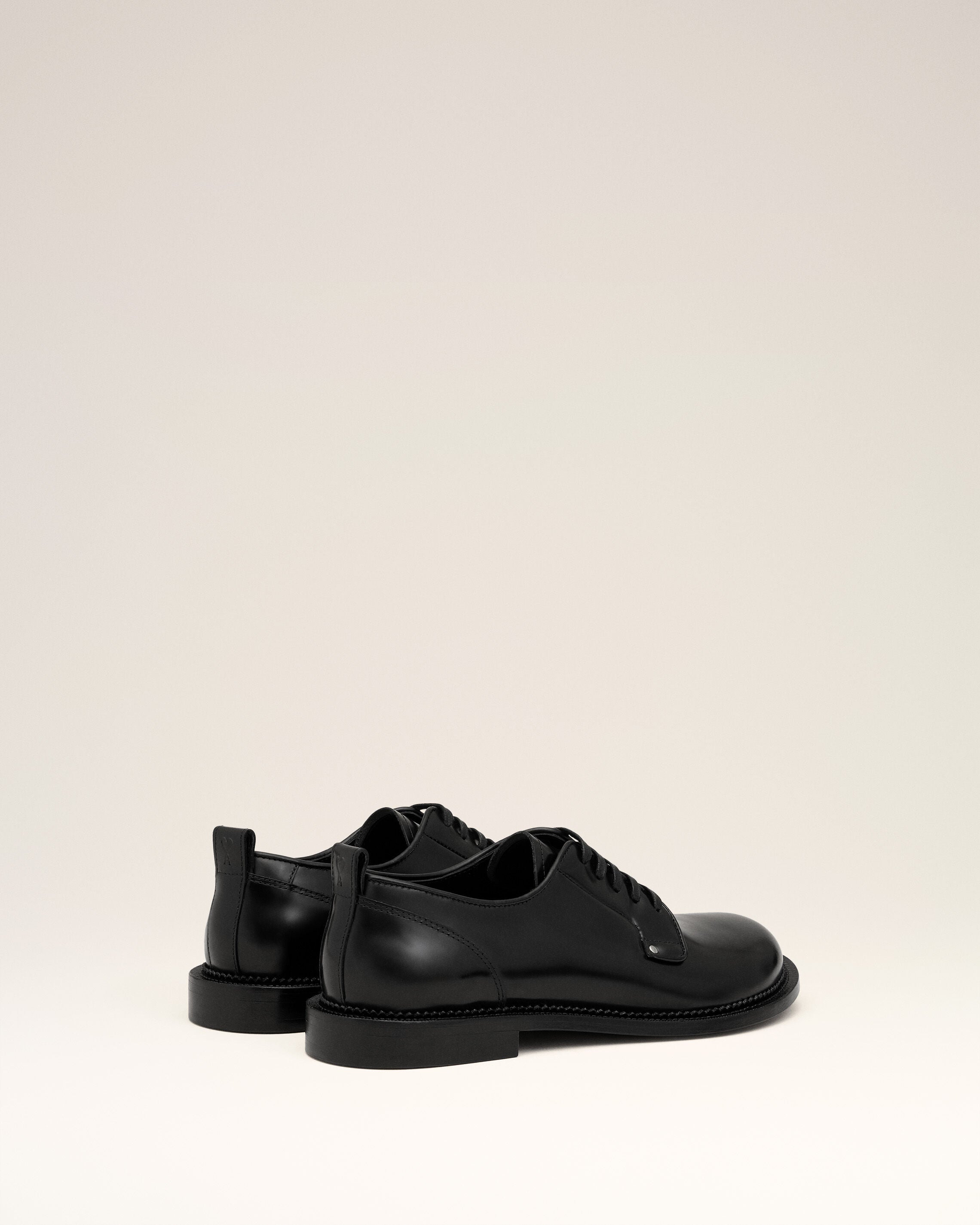 Black Leather Anatomical Toe Derbies - 4