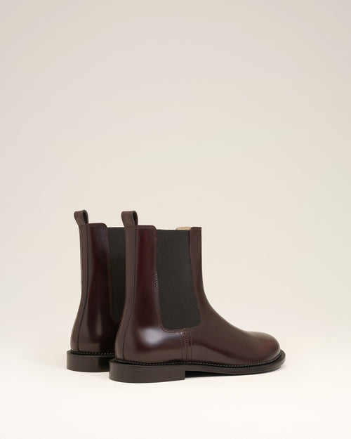 Burgundy Leather Anatomical Toe Chelsea Boots - 4 - Ami Paris