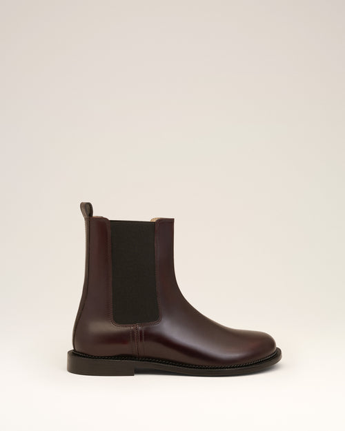 Anatomisch geformte Chelsea-Boots aus Leder in Burgundy - 1 - Ami Paris