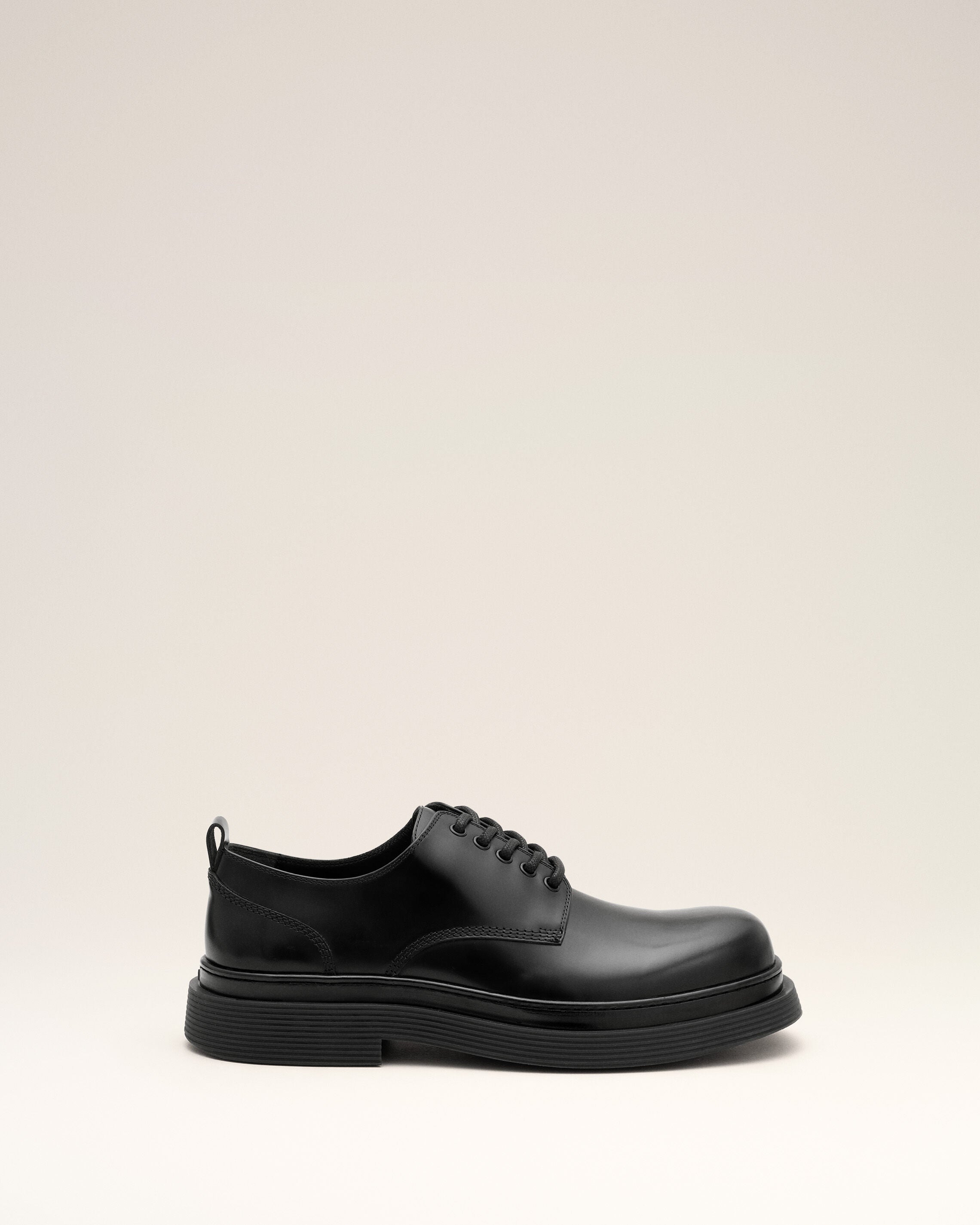 Black cow leather derbies shoes - 1