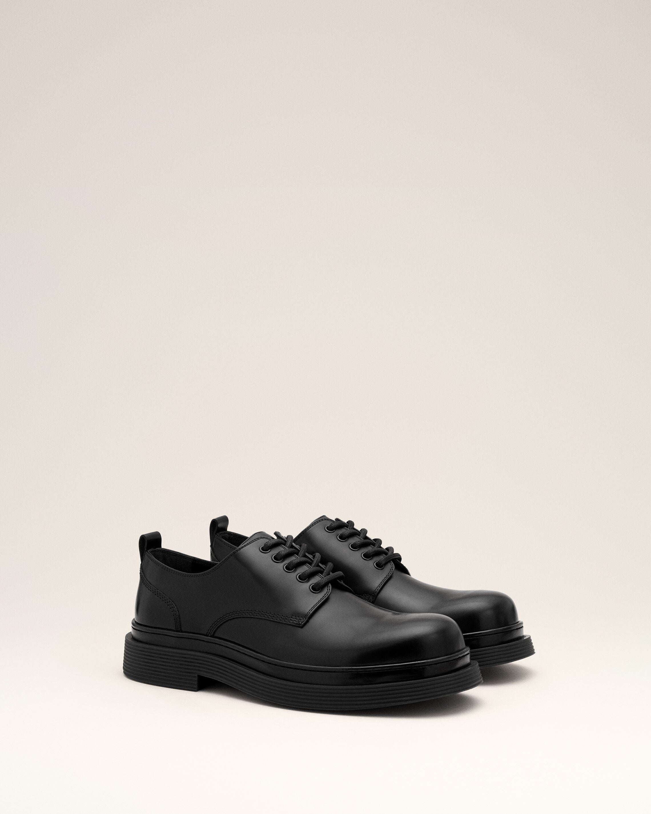 Black cow leather derbies shoes - 3