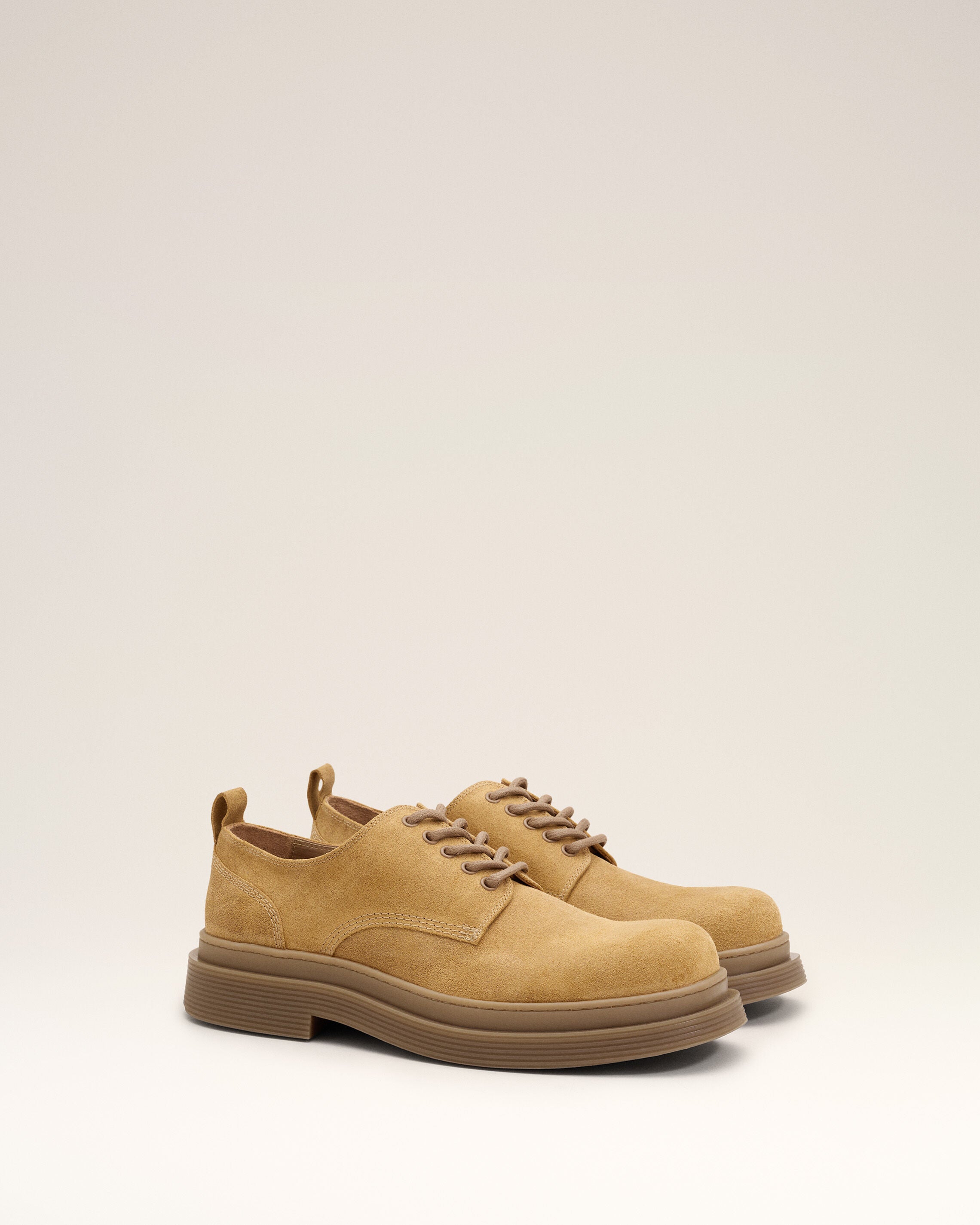 Beige cow leather derbies shoes - 3