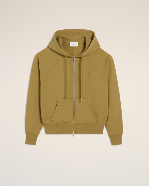 Mustard Cotton Tonal Ami de Coeur Hoodie - 1 - Ami Paris