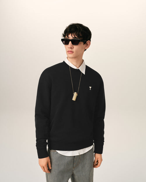 Black Cotton Ami De Coeur Sweatshirt - Man - 2 - AMI Paris - Ami Paris