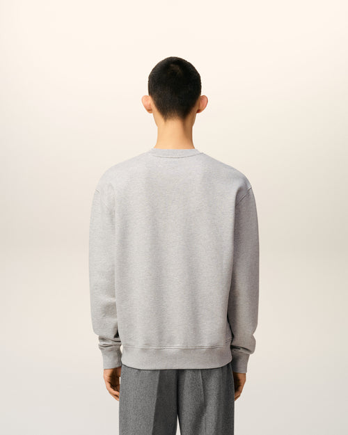 Grey Cotton Contrasted Ami De Coeur Sweatshirt - Man - 5 - AMI Paris - Ami Paris