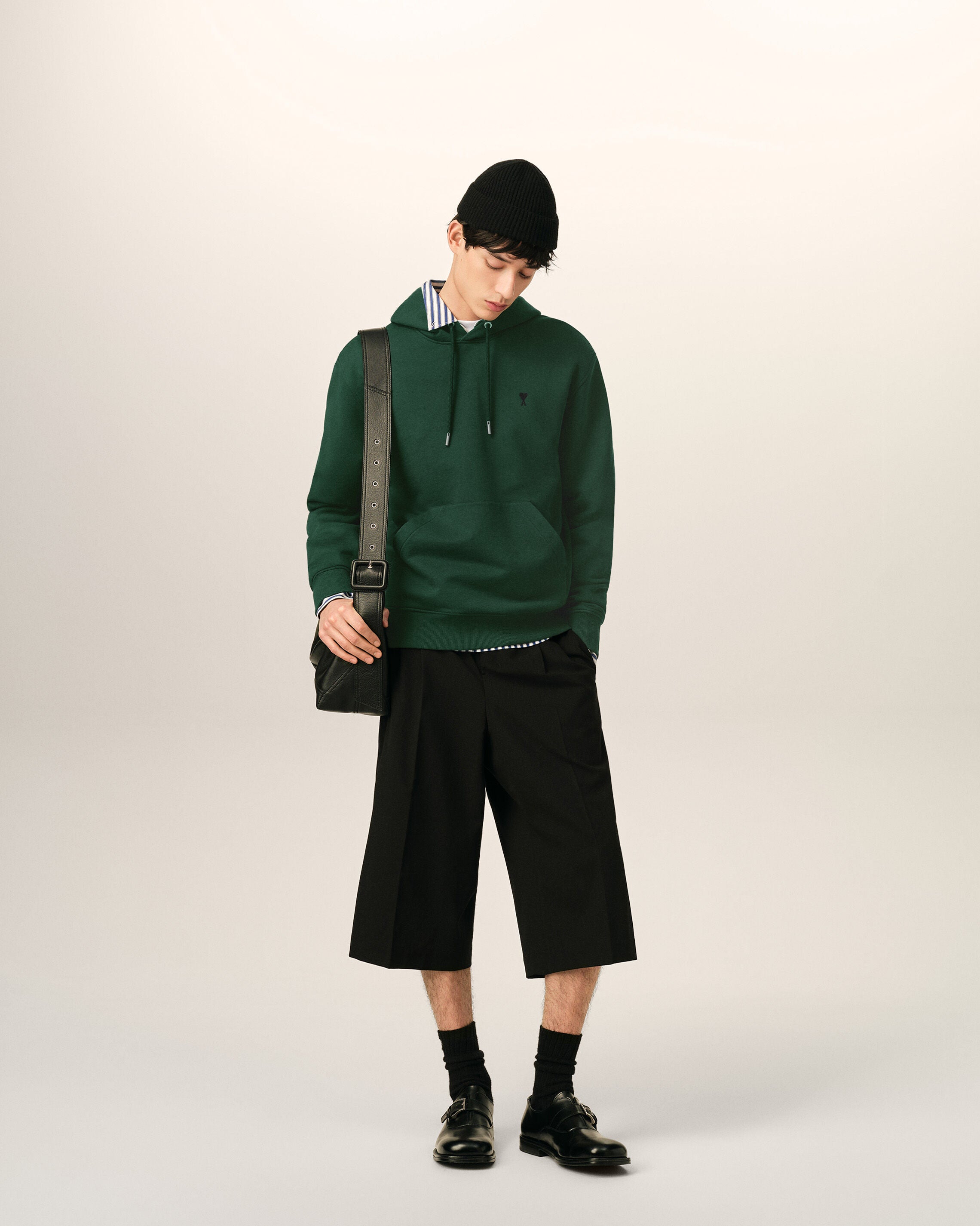 Green cotton hoodie with Ami de Coeur - 3