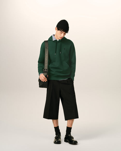Green cotton hoodie with Ami de Coeur - Man - 3 - AMI Paris - Ami Paris