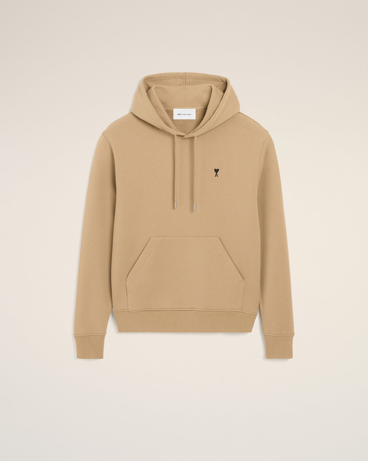 Beige cotton hoodie with Ami de Coeur - 1