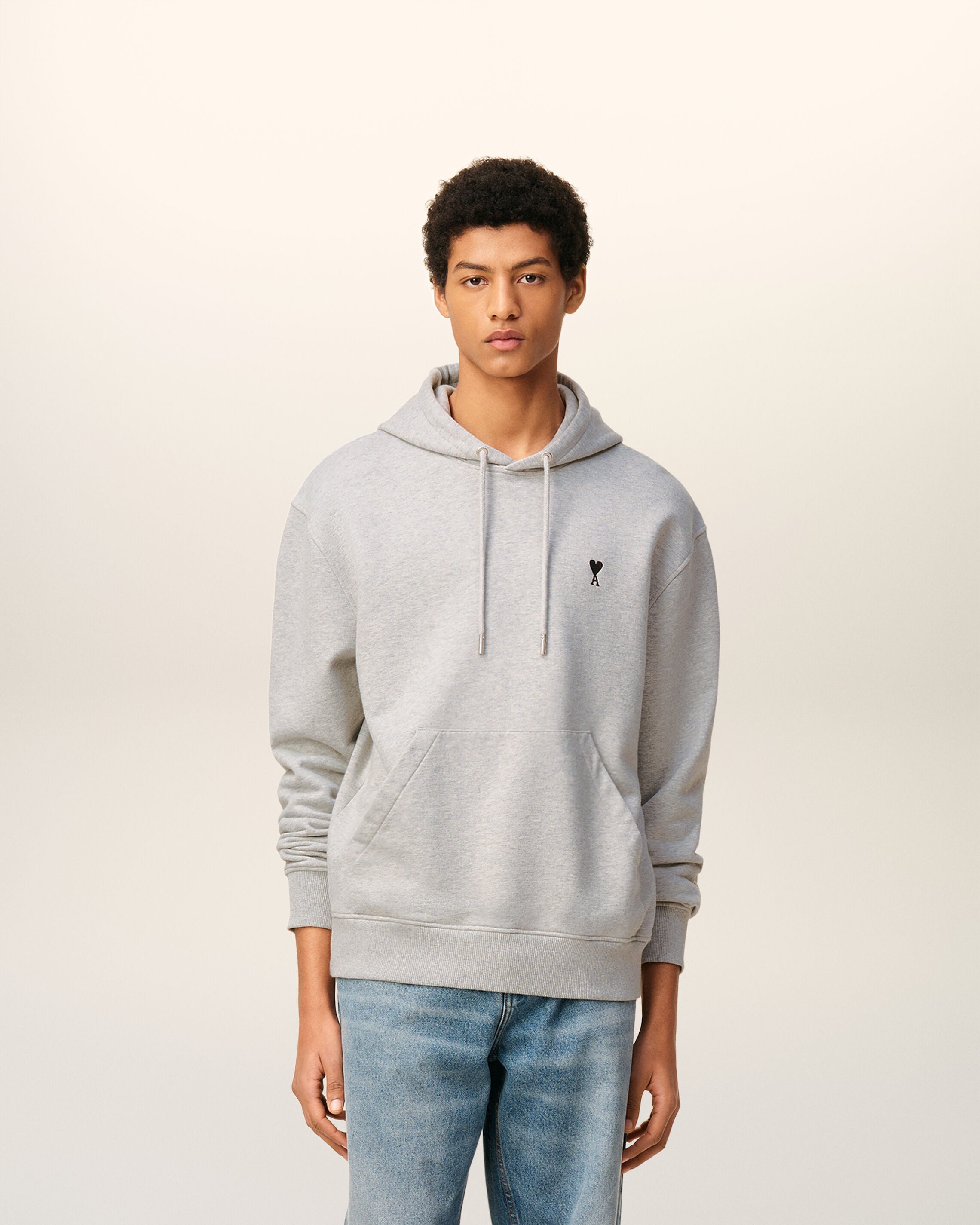 Grey Cotton Contrasted Ami De Coeur Hoodie - 2