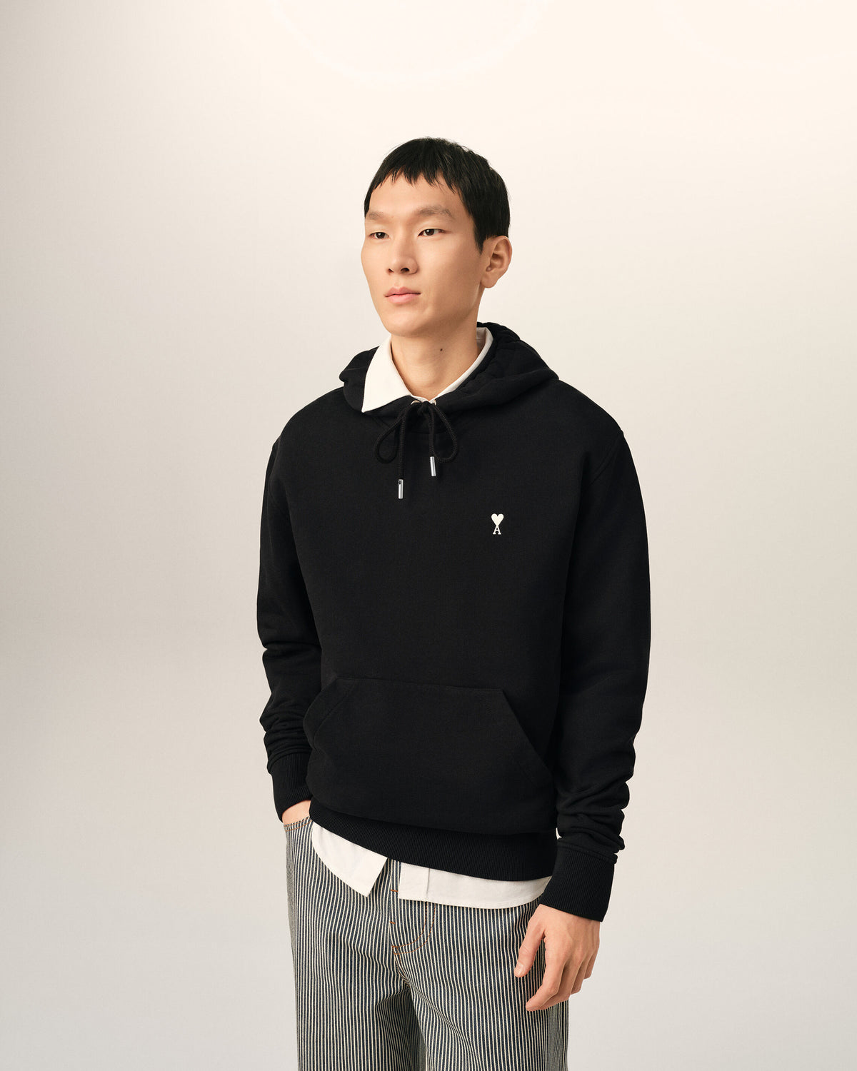 Black Cotton Ami De Coeur Hoodie - 2