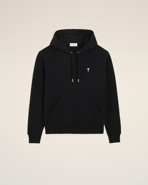 Black Cotton Ami De Coeur Hoodie - BLACK/WHITE CREAM - Ami Paris