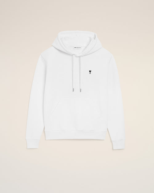 White cotton hoodie with Ami de Coeur - WHITE - Ami Paris