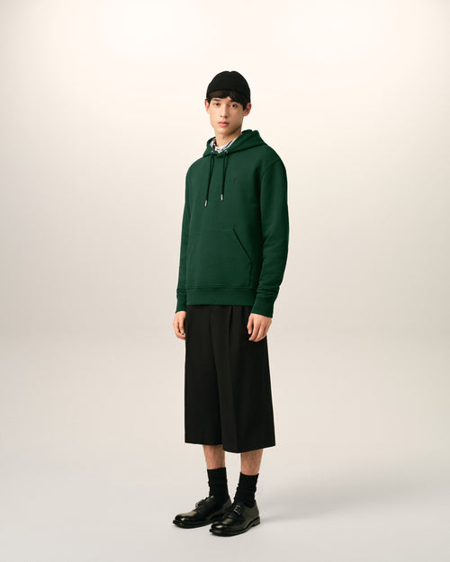 Green cotton hoodie with Ami de Coeur - Man - 6 - AMI Paris - Ami Paris