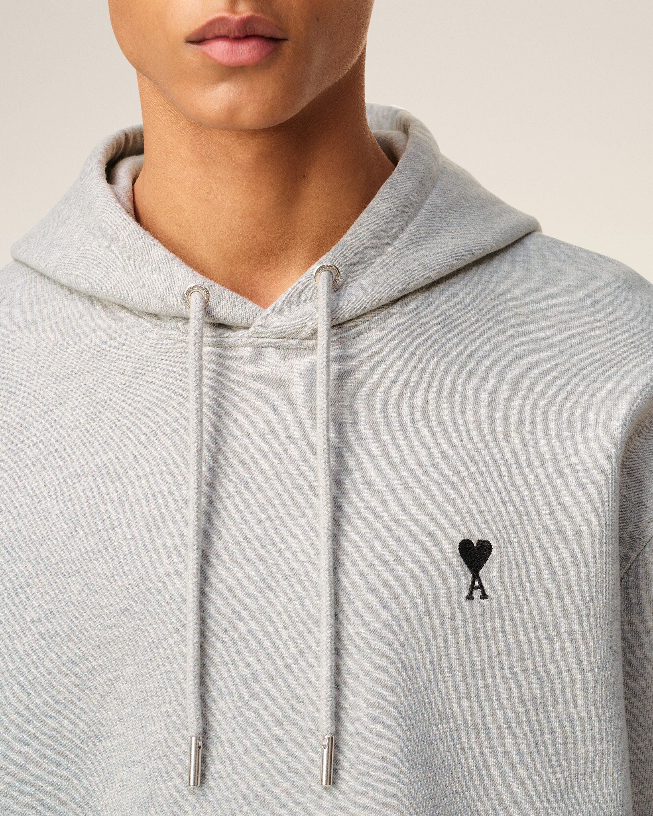 Grey Cotton Contrasted Ami De Coeur Hoodie - 4