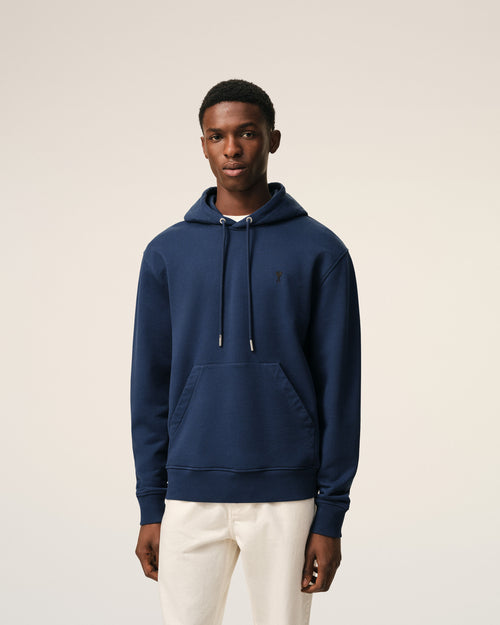 Blue Cotton Ami De Coeur Hoodie - Man - 3 - AMI Paris - Ami Paris