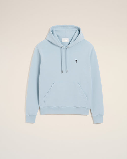 Blue Cotton Contrasted Ami De Coeur Hoodie - 1 - Ami Paris