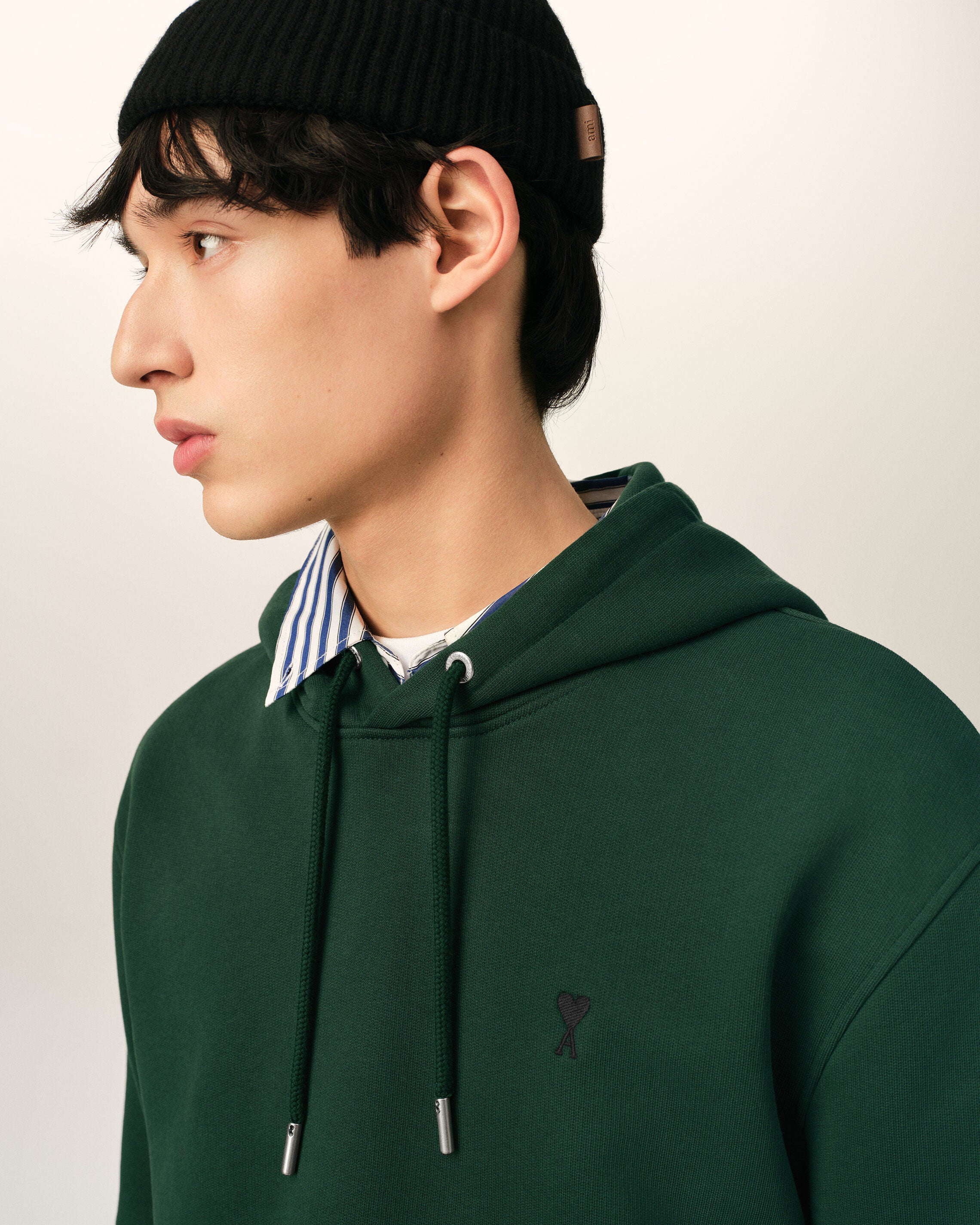Green cotton hoodie with Ami de Coeur - 4