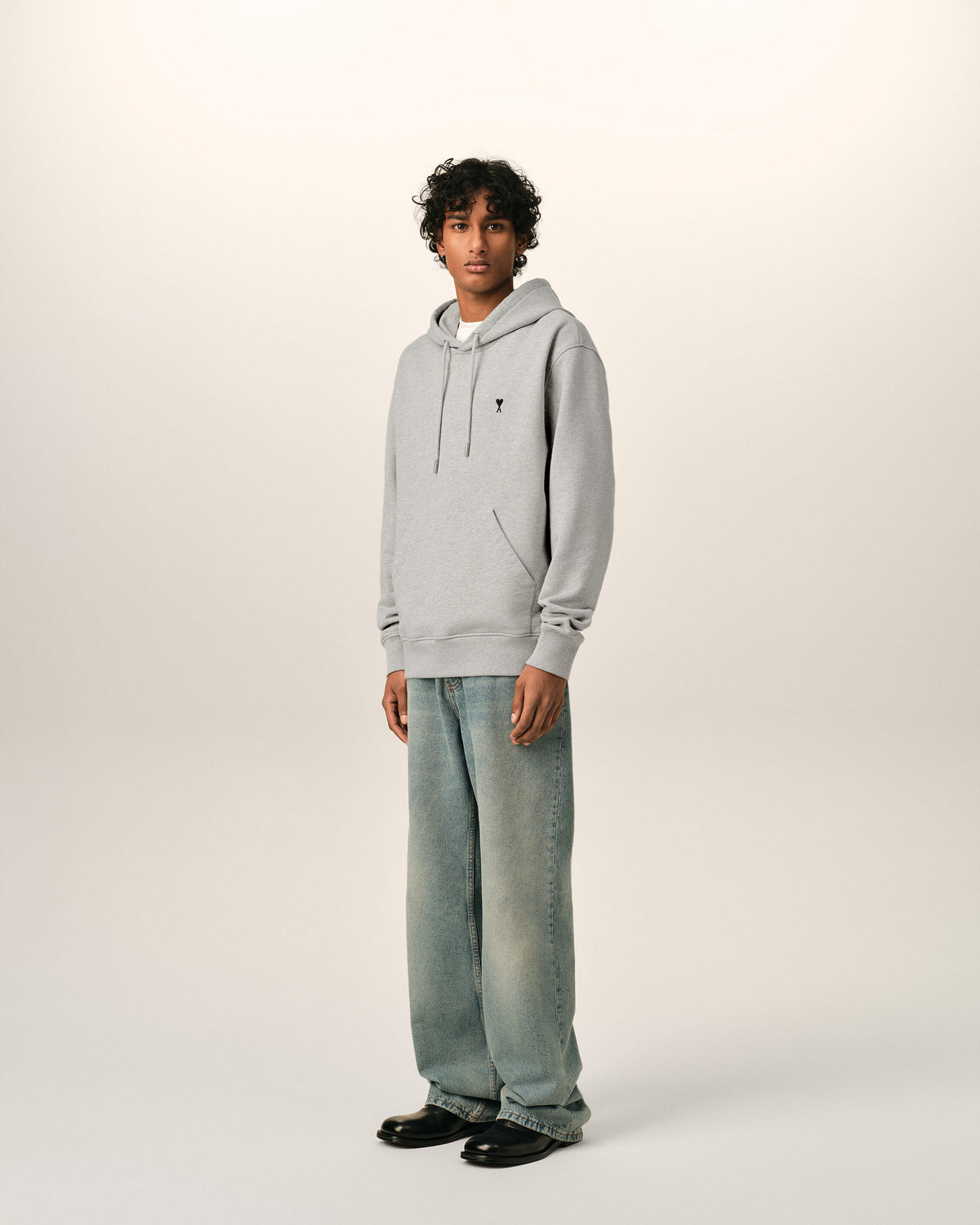 Grey cotton hoodie with Ami de Coeur - 6