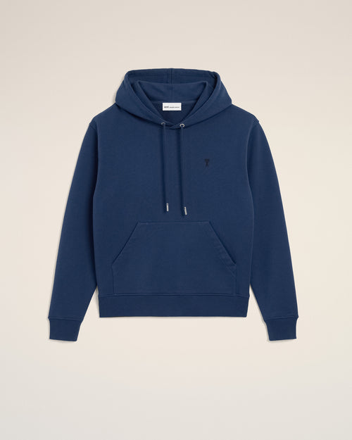 Blue Cotton Ami De Coeur Hoodie - INK - Ami Paris