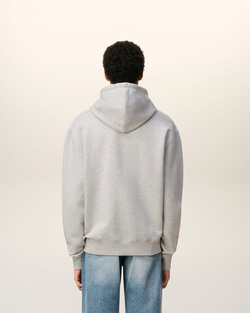 Grey Cotton Contrasted Ami De Coeur Hoodie - Man - 5 - AMI Paris - Ami Paris