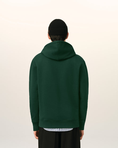 Green cotton hoodie with Ami de Coeur - Man - 5 - AMI Paris - Ami Paris