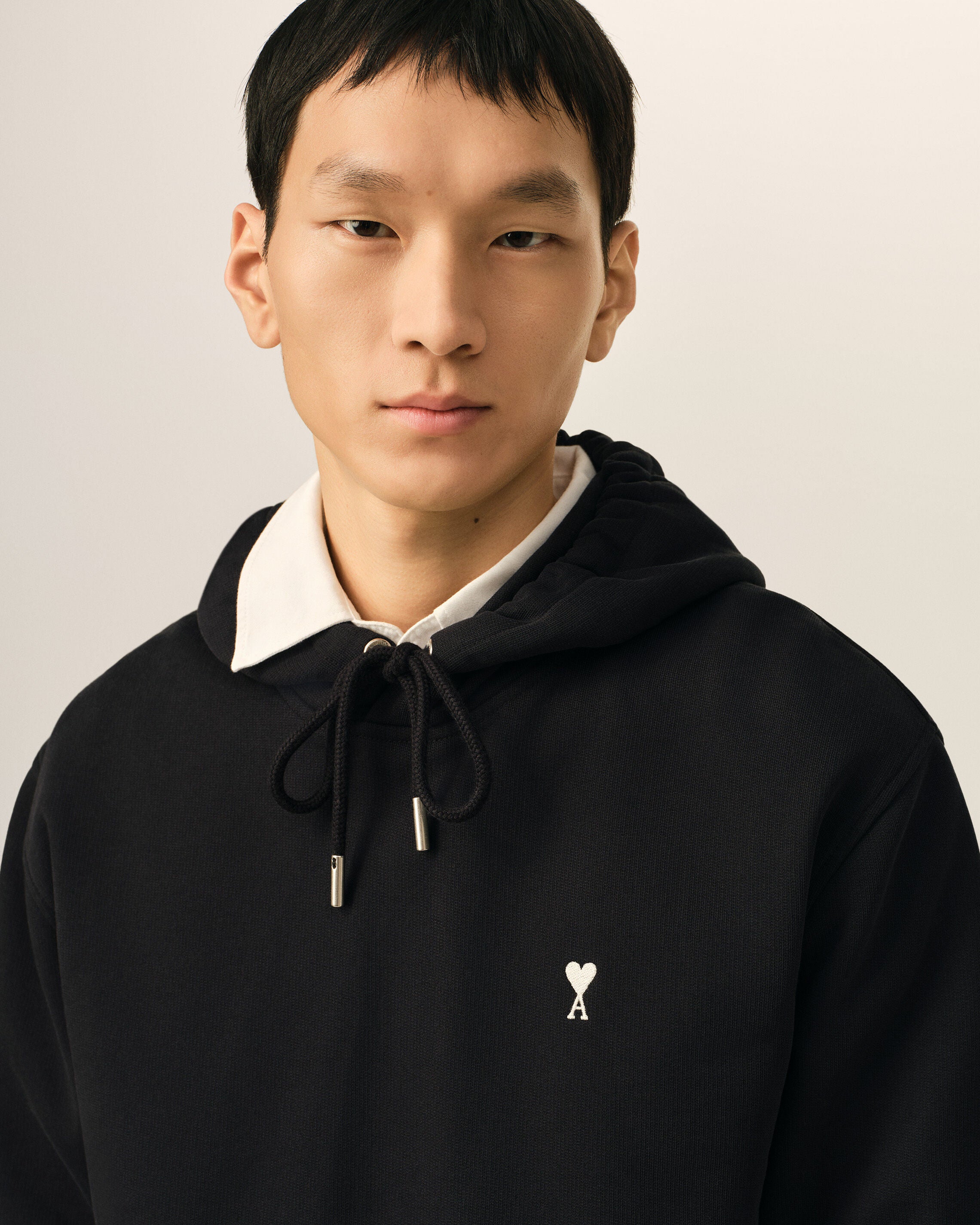 Black Cotton Ami De Coeur Hoodie - 4