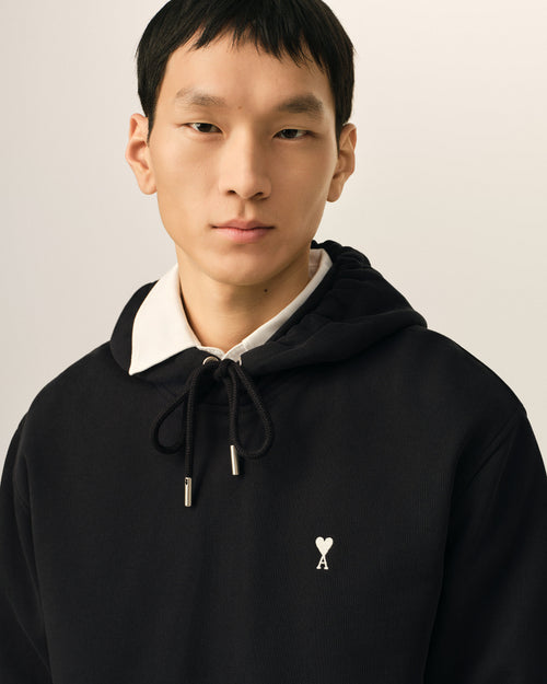 Black Cotton Ami De Coeur Hoodie - Man - 4 - AMI Paris - Ami Paris