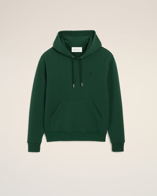 Sudadera con capucha Ami de Cœur de algodón verde - VERDE BOTELLA/NEGRO - Ami Paris