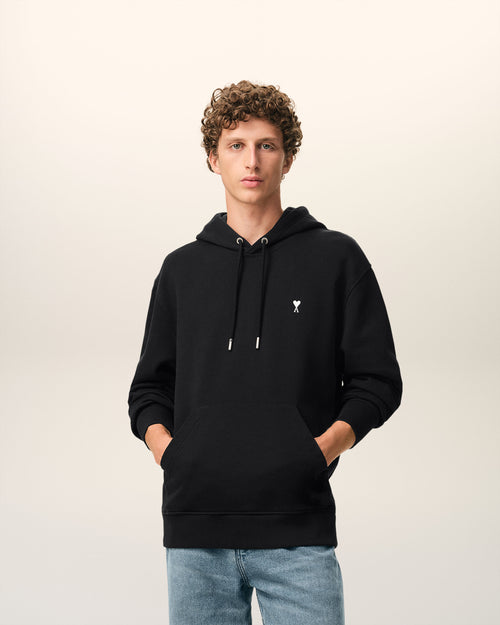 Black Cotton Ami De Coeur Hoodie - 1 - Ami Paris
