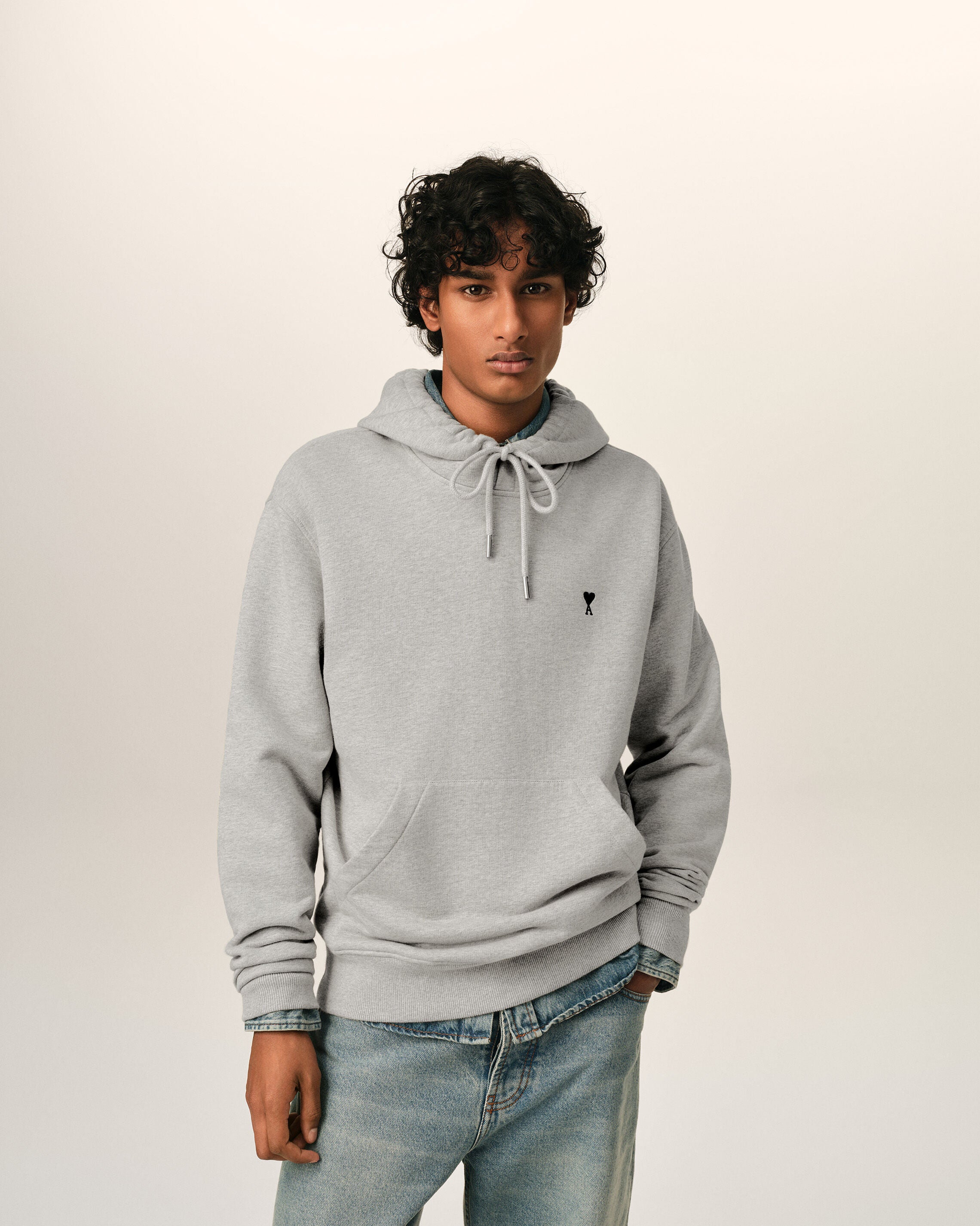 Grey cotton hoodie with Ami de Coeur - 2