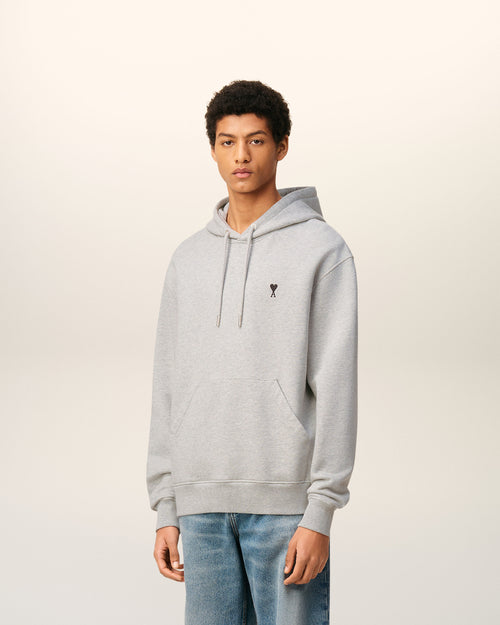 Grey Cotton Contrasted Ami De Coeur Hoodie - Man - 6 - AMI Paris - Ami Paris