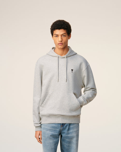 Grey Cotton Contrasted Ami De Coeur Hoodie - Man - 3 - AMI Paris - Ami Paris