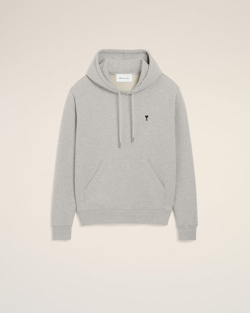 Grey cotton hoodie with Ami de Coeur - Man - 1 - AMI Paris - Ami Paris