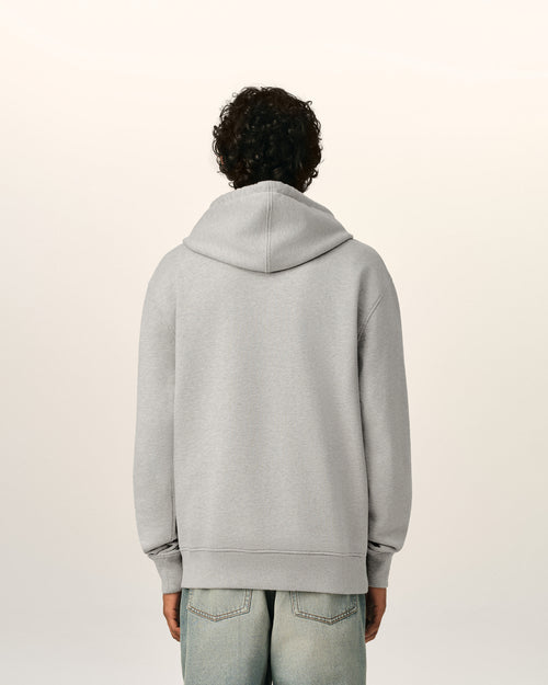 Grey cotton hoodie with Ami de Coeur - Man - 5 - AMI Paris - Ami Paris