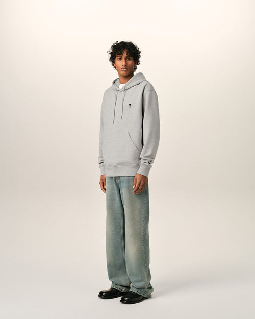 Grey cotton hoodie with Ami de Coeur - Man - 6 - AMI Paris - Ami Paris