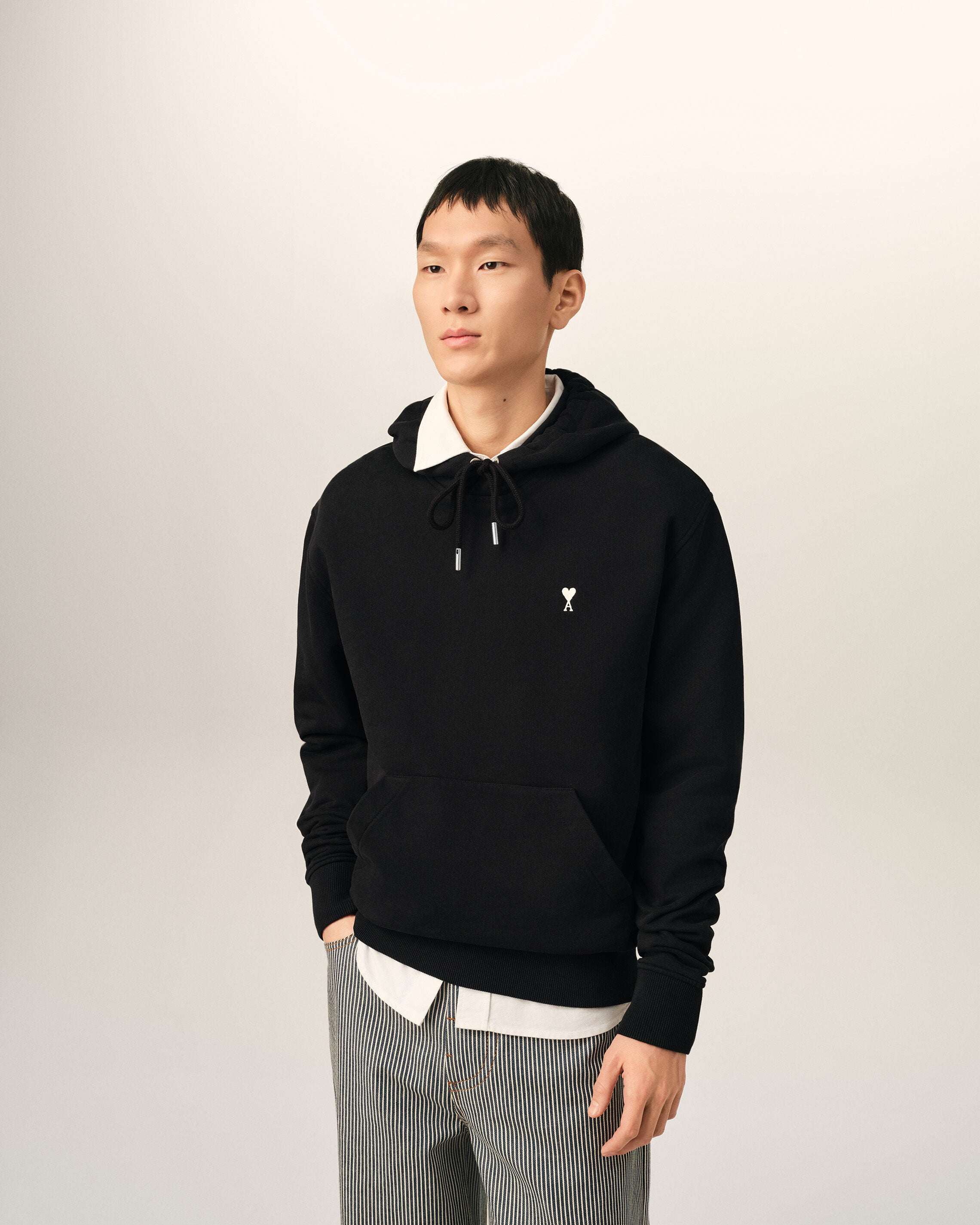 Black Cotton Ami De Coeur Hoodie - 2