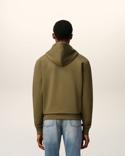 Green Cotton Zipped Ami De Coeur Hoodie - 5 - Ami Paris