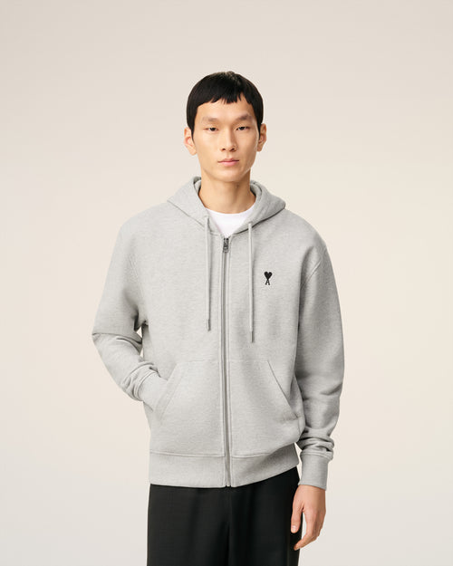 Grey Cotton Contrasted Ami De Coeur Hoodie - 3 - Ami Paris