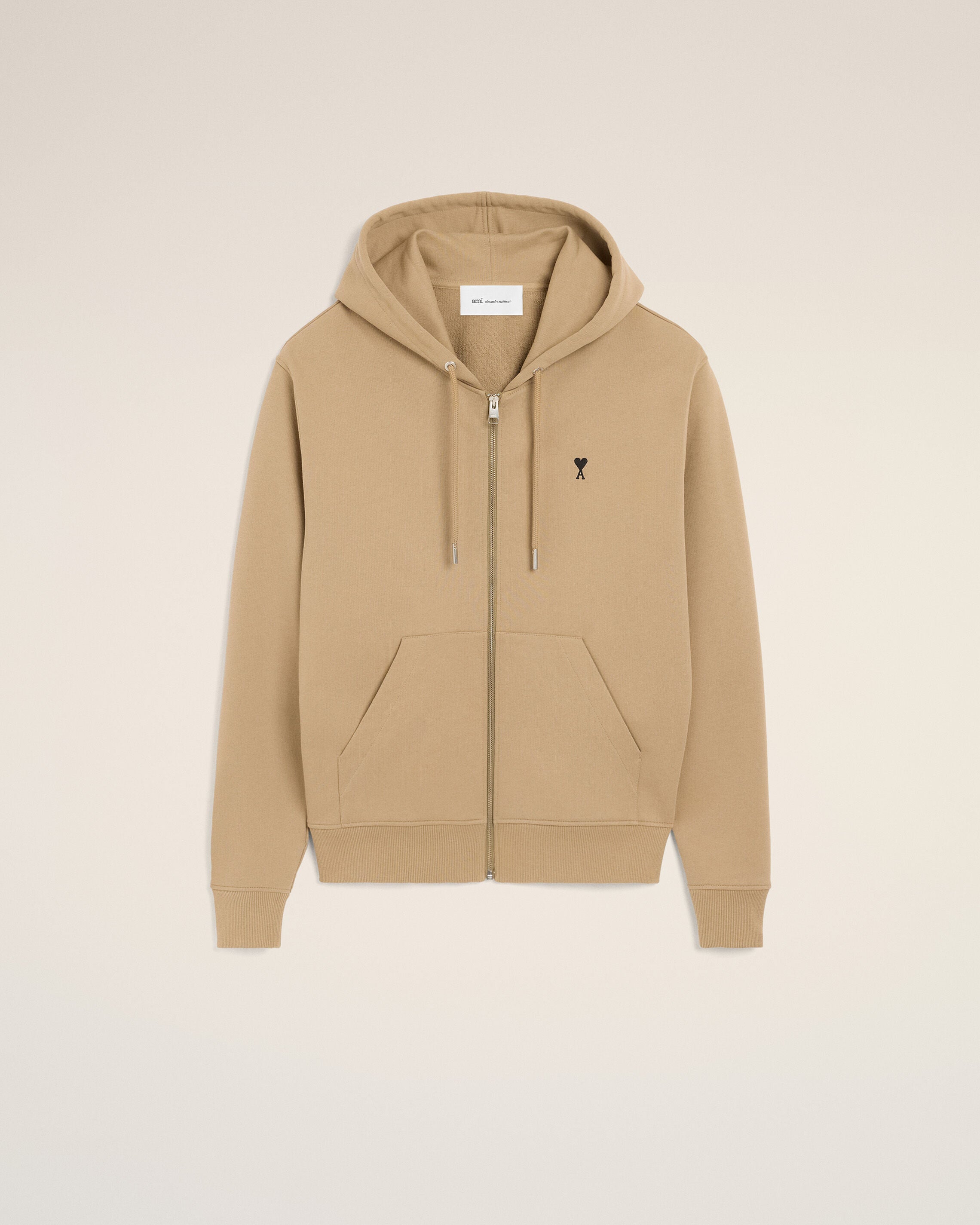 Ami Paris アミパリス ジップアップパーカー ベージュ グレー コットン Ami De Coeur ジップ パーカー ヘザーアッシュグレー