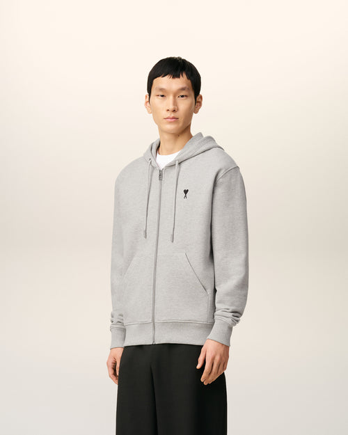Grey Cotton Contrasted Ami De Coeur Hoodie - 6 - Ami Paris