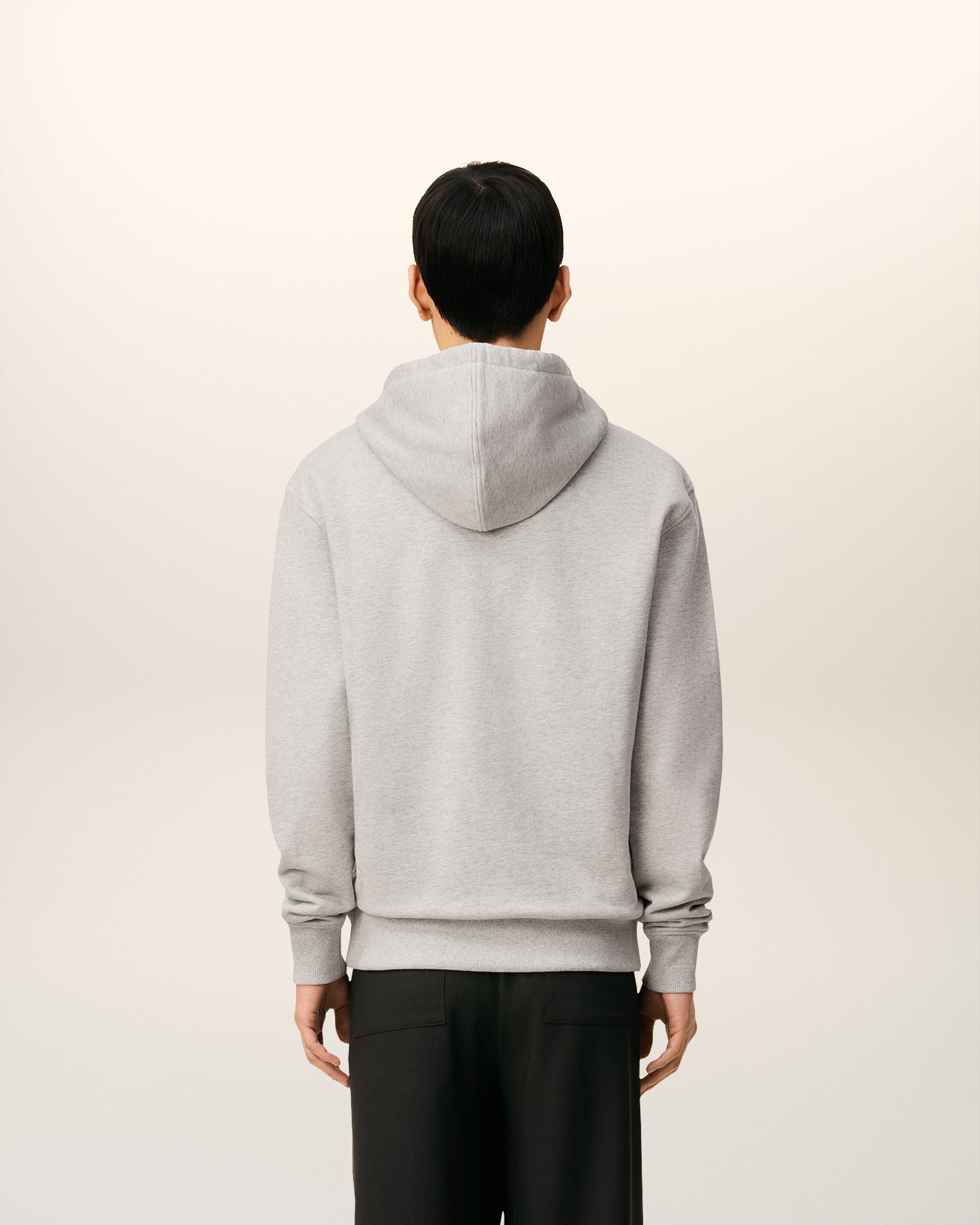 HEATHER ASH GREY Grey Cotton Zipped Ami De Coeur Hoodie | AMI PARIS