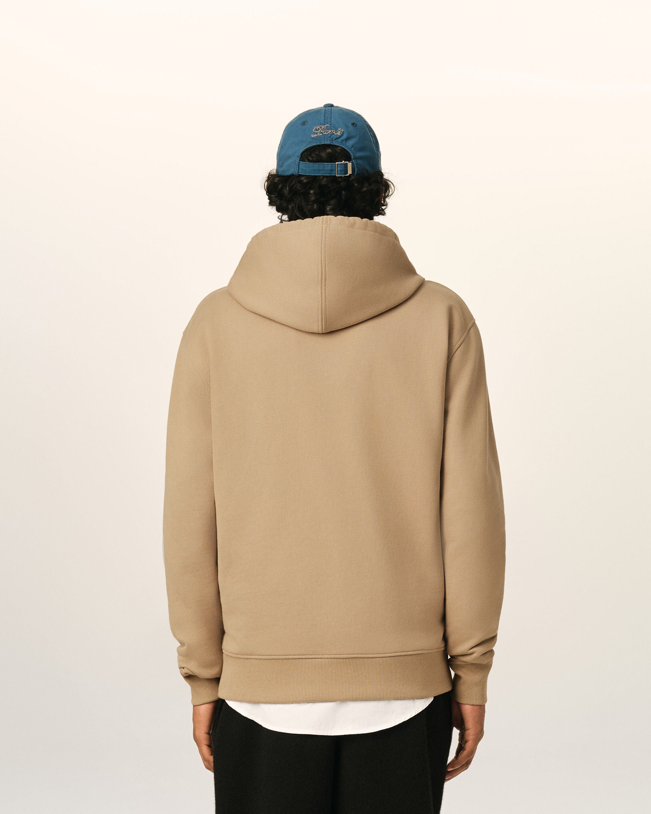 Beige zipped cotton hoodie with Ami de Coeur - 5