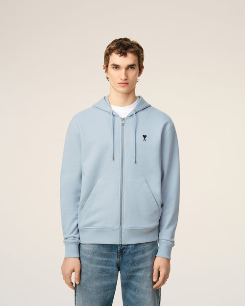 Hoodie Bleu Zippé Ami De Coeur En Coton - 3 - Ami Paris